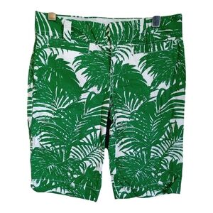 Old Navy Green and White Bermuda Shorts with Tropical Print